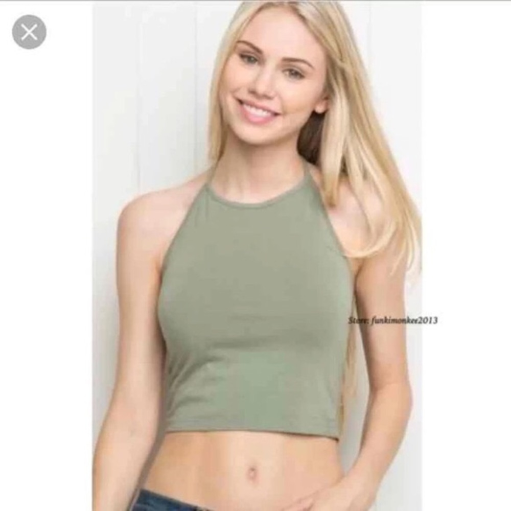 Brandy Melville olive green halter top
